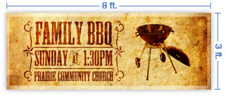 8x3 Horizontal Church Banner of B B Q