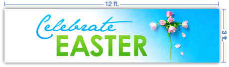 12x3 Horizontal Church Banner of Celebrate Easter