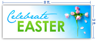 8x3 Horizontal Church Banner of Celebrate Easter