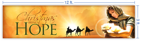 12x3 Horizontal Church Banner of Christmas Hope