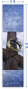 2x8 Vertical Church Banner of Cross & Crown
