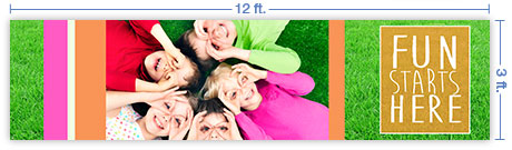 12x3 Horizontal Church Banner of Fun Starts Here