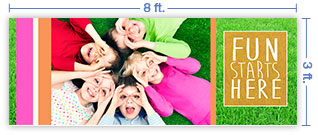 8x3 Horizontal Church Banner of Fun Starts Here