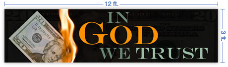 12x3 Horizontal Church Banner of In God We Trust