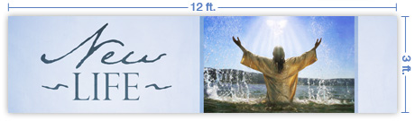 12x3 Horizontal Church Banner of Baptized in the Spirit