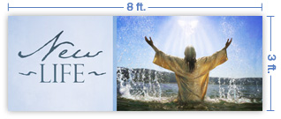 8x3 Horizontal Church Banner of Baptized in the Spirit