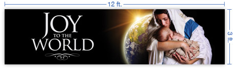12x3 Horizontal Church Banner of Joy of the World