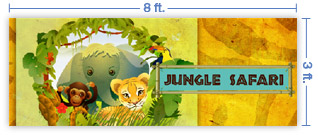 8x3 Horizontal Church Banner of Jungle Safari