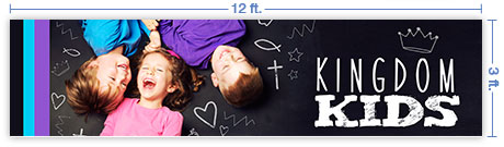 12x3 Horizontal Church Banner of Kingdom Kids