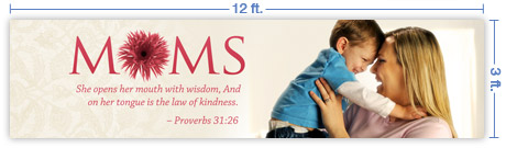 12x3 Horizontal Church Banner of Mommy Hug