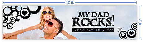12x3 Horizontal Church Banner of My Dad Rocks