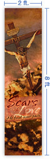 2x8 Vertical Church Banner of Scars of Love