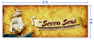 8x3 Horizontal Church Banner of Seven Seas