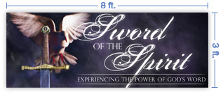 8x3 Horizontal Church Banner of Spirit Sword