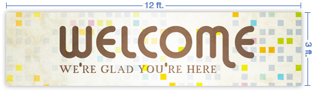 12x3 Horizontal Church Banner of Welcome - Tiles