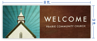 8x3 Horizontal Church Banner of Welcome To Church