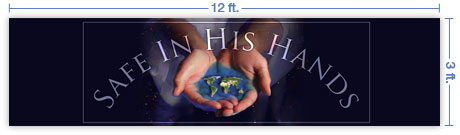 12x3 Horizontal Church Banner of Whole World