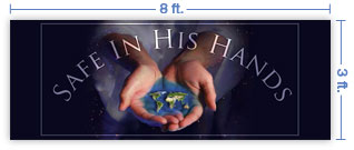 8x3 Horizontal Church Banner of Whole World